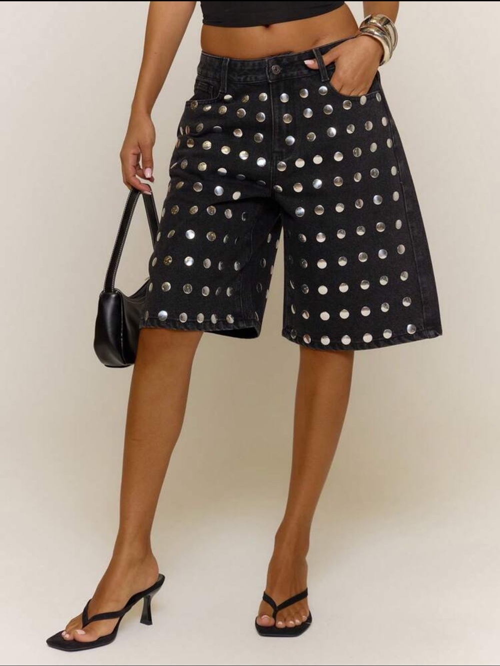 Musera Black Studded Denim Jorts